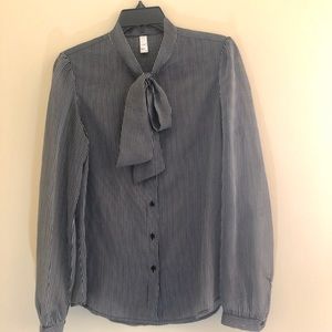 Black & white striped chiffon top